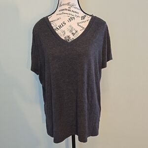 Casual V-Neck Gray Women's Top